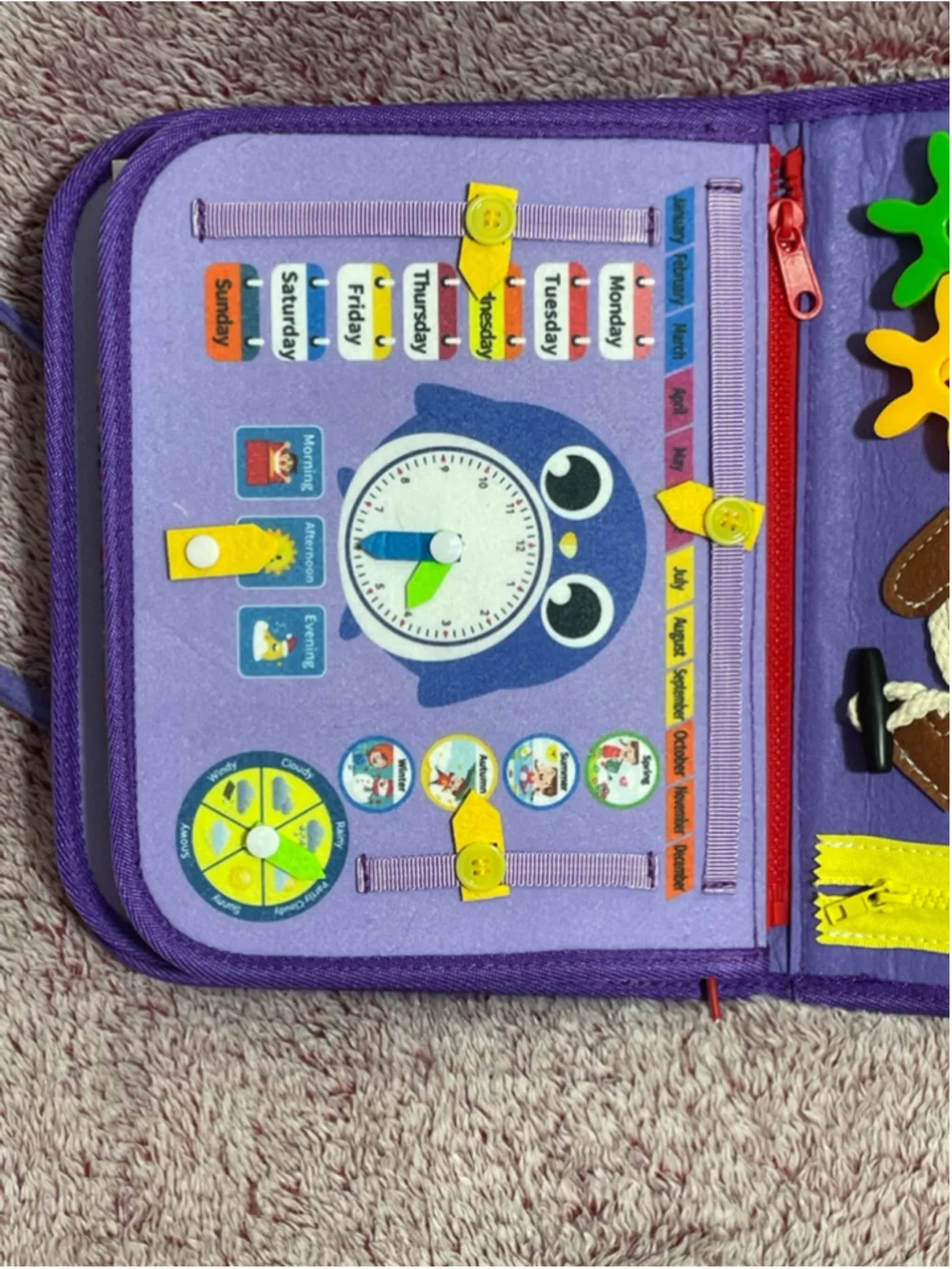 Girls Winblo toddler Montessori Learning Busy Board Purple